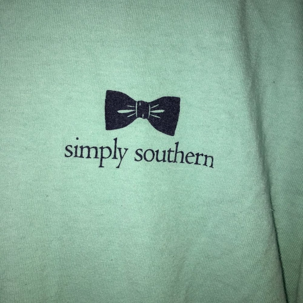 SIMPLY SOUTHERN BLUE STAMPS OF THE SOUTH LONG SLEEVE SHIRT WOMENS SMALL - Picture 2 of 5